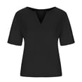 thumbnail image 4 of Casual Summer Shirts for Women V Neck Short Sleeve Solid Color Dressy Blouses Basic Office Blouses Work Tee Shirts, 4 of 5