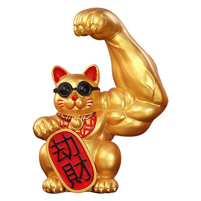 Bewildely de brazo gigante de gato de la suerte, decoración de regalo, pieza de exhibición, adornos de Feng Shui, suerte izquierda Decoración del hogar Robo a la izquierda