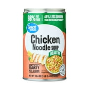 Great Value Heart Healthy 98% Fat Free and 46% Reduced Sodium Chicken Noodle Soup, 18.6 oz Can