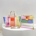 thumbnail image 2 of KURT GEIGER LONDON Bolsos de lona de gran capacidad, bolso de hombro a rayas de colores, bolso cruzado de ocio para mujer, 2 of 5