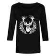 thumbnail image 4 of PEONAVET 3/3116 Length Sleeve Womens Tops, Women's 3/4 Sleeve Western Style Printed Casual T-shirt, 4 of 4