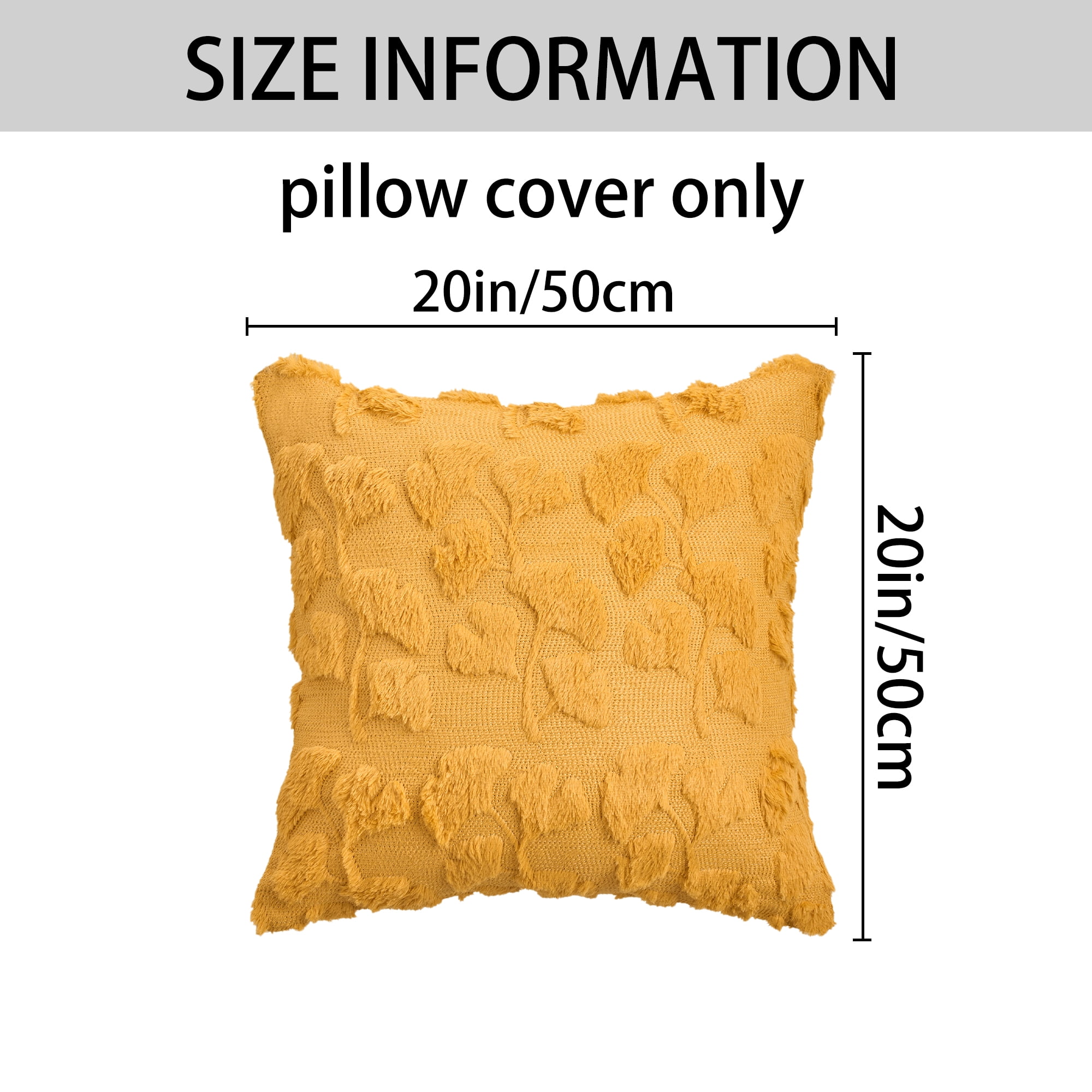 Unique Bargains Plush Ginkgo Leaf Embroidery Throw Pillow Covers Yellow 20" x 20"