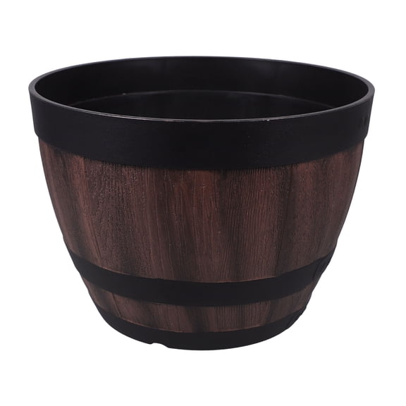 YUNLIGHTS Durable Resin Barrel Planter with Bottom Hole Ideal for Water Plants Lotus Pot for Garden and Patio