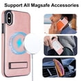 thumbnail image 2 of for iPhone X/XS PU Leather Back Case, Built-in Invisible Stand [Compatible with Magsafe] Protective Slim Kickstand Anti-fall Phone Cover Compatible with iPhone X/XS, Rosegold, 2 of 8