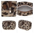 thumbnail image 3 of 1 Pc Dama Duradera Bolsa de Maquillaje con Estampado de Leopardo para Vacaciones y Viajes de Negocios Marrón de Franela, 3 of 3