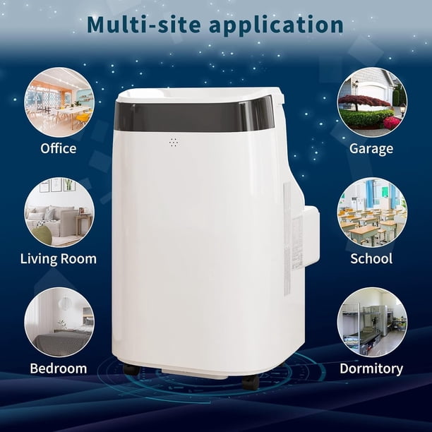 Historyli Aire acondicionado portátil 3 en 1 de 10 000 BTU con deshumidificador, control remoto y kit para ventana para 450 pies cuadrados