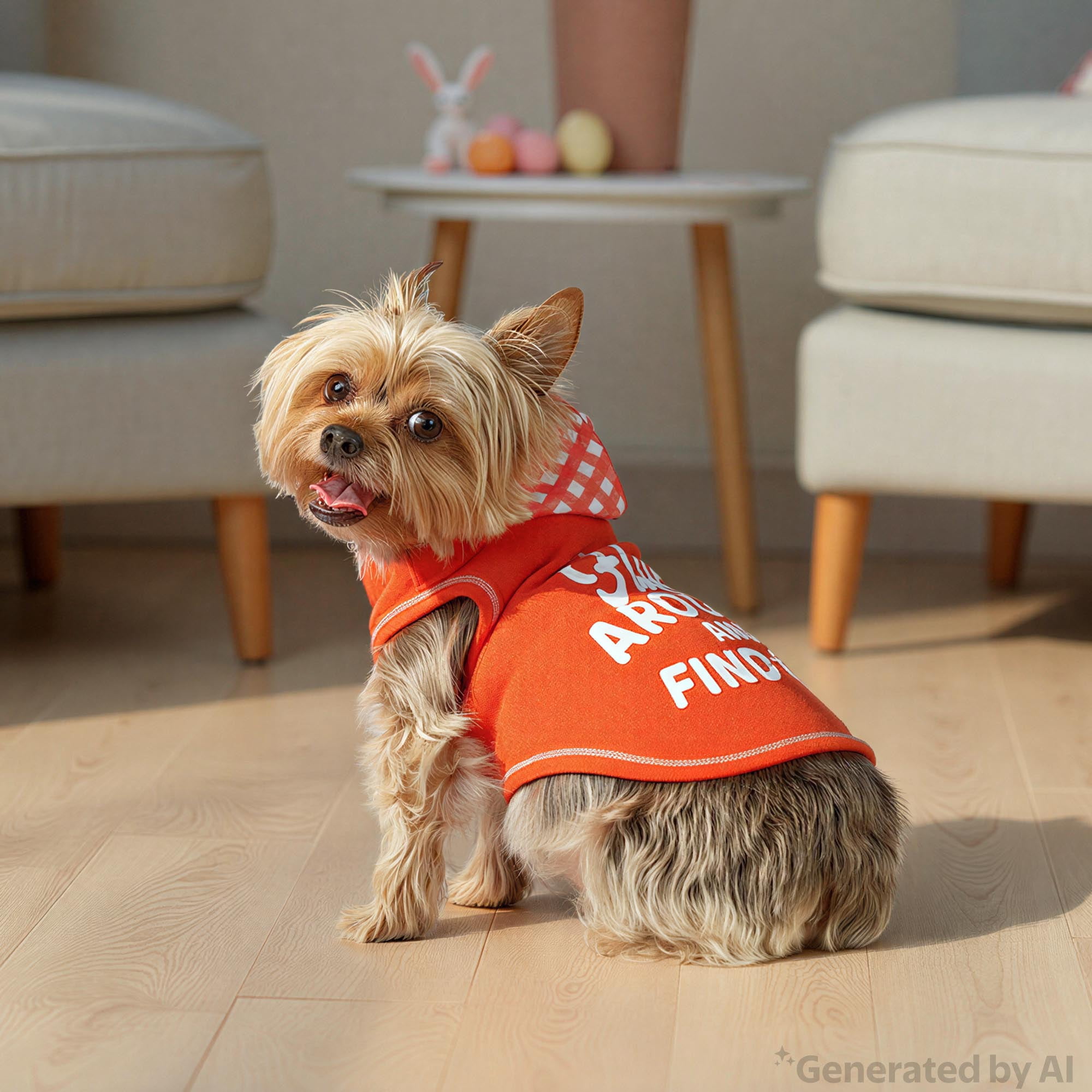 Vibrant Life Spring Pet Hoodie for Cats & Dogs, Fluff Around and Find Out, Orange, XS