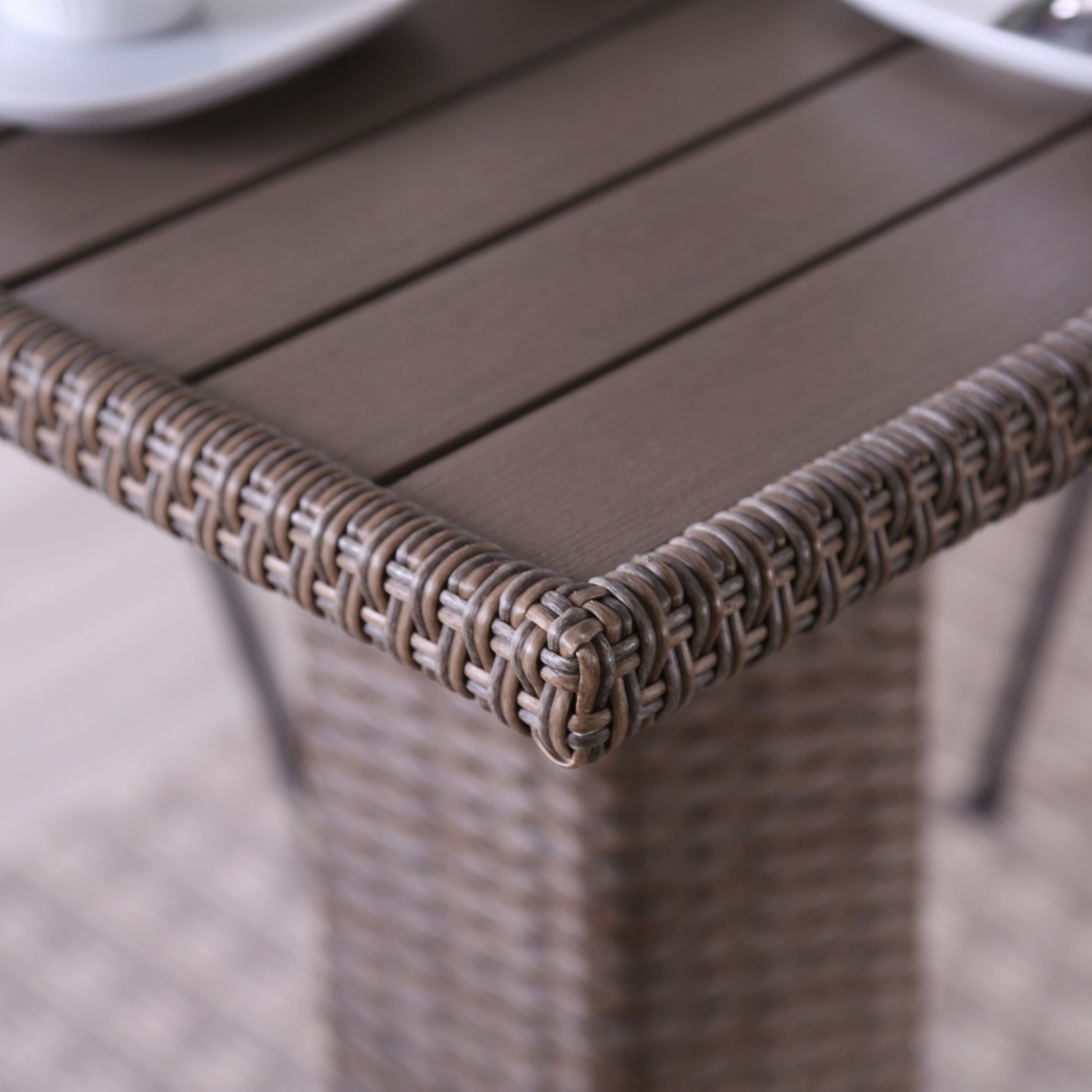 Masa PE Wicker Rattan Bistro Outdoor Dining Table in Natural