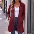 thumbnail image 3 of Chiccall Women's Fleece Lined Longline Zip Up Hoodie Cardigan Drawstring Hood Mid-Length Oversized Long Sleeve Loose Sweat Coat with Side Pockets, 3 of 9
