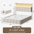 thumbnail image 3 of GUNAITO Full Bed Frame with Storage Headboard, 2 Drawers Platform Upholstered LED Bed Frame with USB Ports & Outlets Beige, 3 of 9