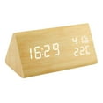 thumbnail image 2 of Reloj despertador digital LED de madera con pantalla grande y temperatura para regalo en interiores. Amarillo, 2 of 9