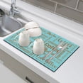 thumbnail image 5 of WIRESTER Coffee Mat - Coffee Bar Mat for Countertops Absorbent Hide Stain Rubber Backed Dish Drying Mat for Kitchen Counter - Teal Brown Coffee, 5 of 7