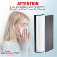 thumbnail image 2 of LifeSupplyUSA Complete Replacement Filter Set (1 True HEPA Air Cleaner Replacement Filter + 1 Carbon Filter) Compatible with PureZone PEAIRTWR Elite Tower Air Purifiers, 2 of 5