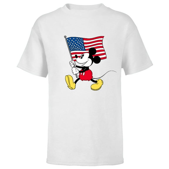 Disney Mickey Mouse Americana Flag - Short Sleeve T-Shirt for Kids - Customized-White