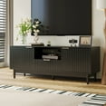 thumbnail image 2 of 57" Fluted TV Stand, Media Console with Storage and Open Compartment, Wood Entertainment Center for TVs Up to 65 Inch, Narrow Under TV Cabinet for Living Room, Bedroom, 2 of 9