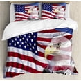 thumbnail image 3 of Ambesonne American Flag Bless in the Wind with Eagle Icon Double Exposure Citizen Image Duvet Cover Set, 3 of 3