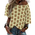 thumbnail image 2 of The Breakfast Selection-Cinnamon Swirl Crunch Ruffle Short Sleeve T-Shirt V Neck Shirts Pattern Cute Tops Casual Tee Cinnamon, 2 of 4