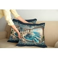 thumbnail image 2 of Ambesonne Fantasy World Throw Pillow Cover 2 Pack, Balcony to the Ocean, 18", Dark Turquoise and Ecru, 2 of 7