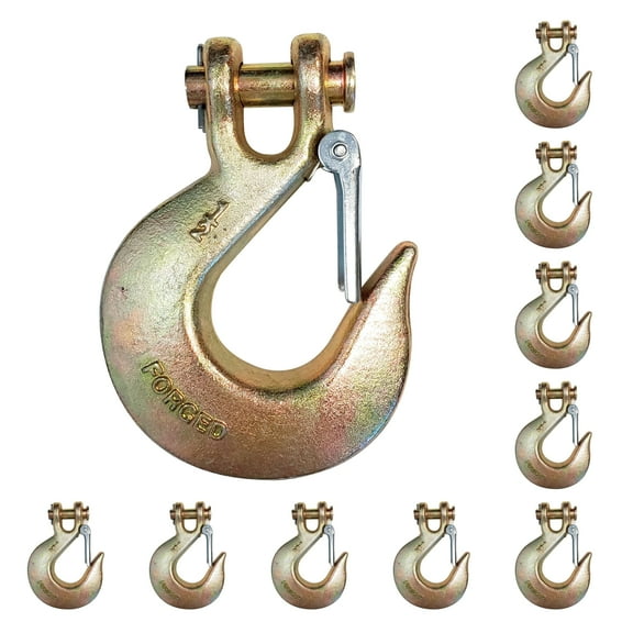10 Pack Heavy Duty G70 1/2" Clevis Slip Hook w/ Safety Latch Flatbed Truck Trailer Transport Tow Chain Hook 11300 lbs WLL