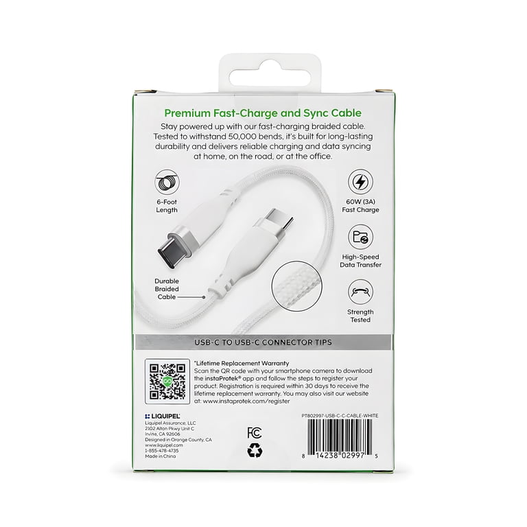 Liquipel Powertek USB-C to USB-C Fast Charger Cable 6ft photo 5