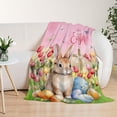 thumbnail image 5 of Easter Kids Throw Blanket Small Pink Easter Rabbit Egg Bunny Blanket for Girls Boys Child Baby Bed Soft Fuzzy Plush Fleece Blankets and Throws Cute Spring Blanket 40x50, 5 of 6