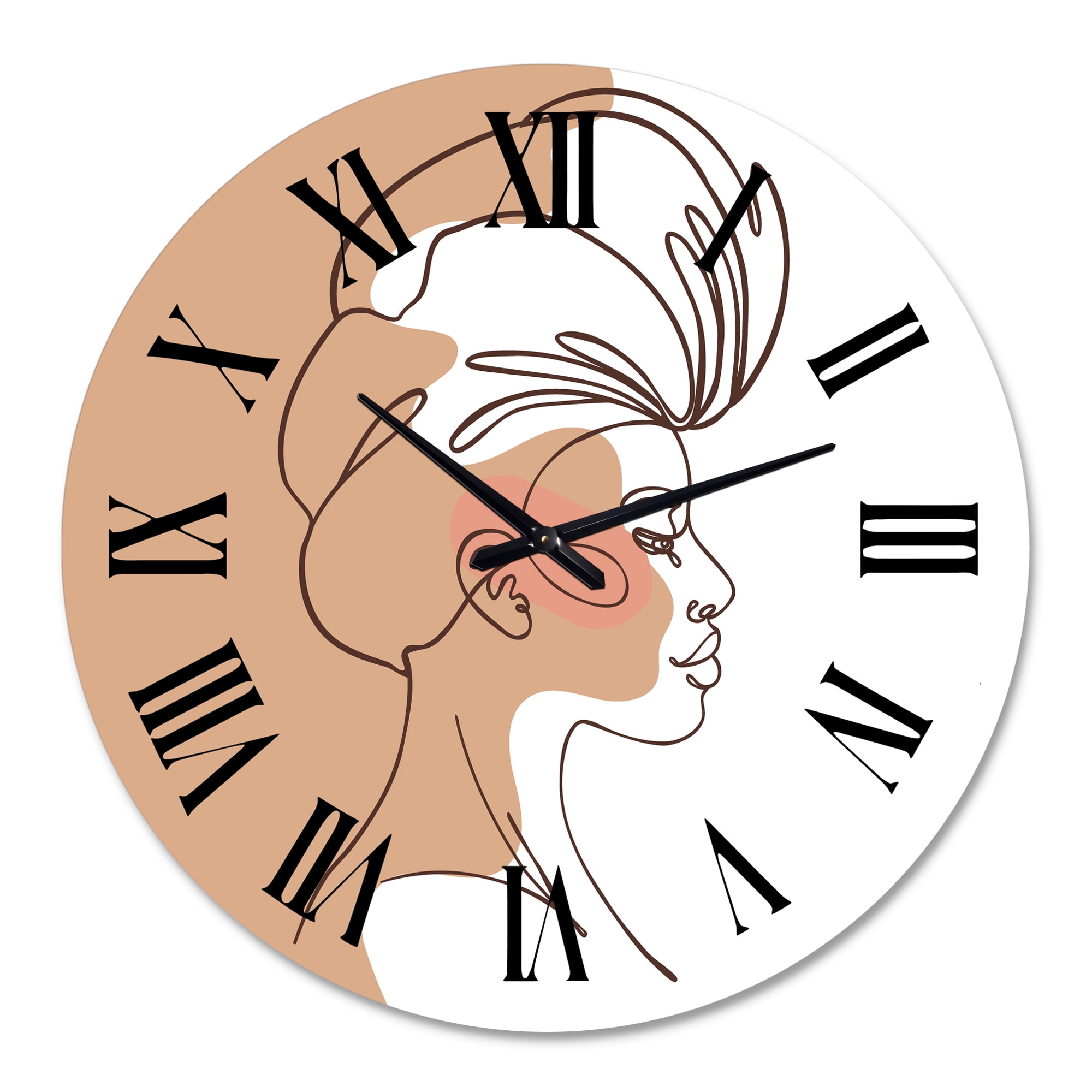 Designart 'One Line Portrait Of African American Woman Ii' Modern Wall Clock