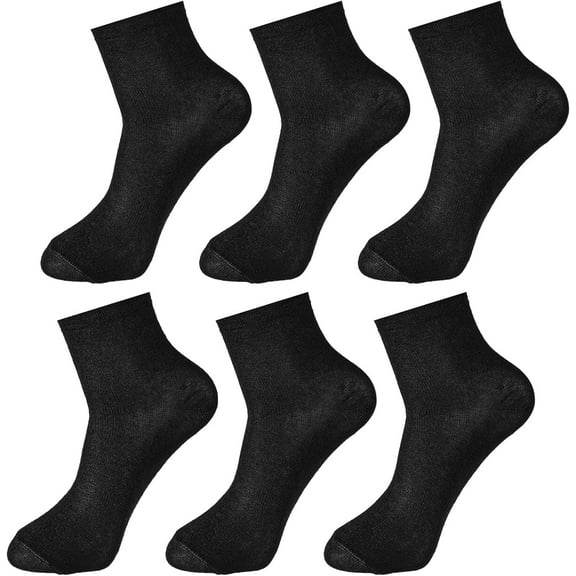 6 Pairs Womens Black Socks Size 4-7 Comfort Toe Seamed Black Ankle Socks Womens Black Crew Socks Black Womens Socks Black Ladies Socks For Any Outfit Ladies Socks For Work Home Sports Running Socks