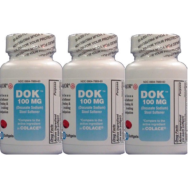 Major Docusate Sodium 100 mg Softgels 100/btl (Pack of 3)