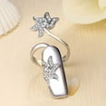 thumbnail image 4 of juego/4 Uds. De anillo para uñas con diamantes de imitación, punta del dedo, apertura ajustable, accesorios para decoración de uñas para mujeres y niñas, plateado, 4 of 7