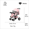 thumbnail image 3 of Carriola De Bebé Plegable Rosa Canasta De Almacenamiento Mango Reversible Respaldo ajustable Arnes De Seguridad De 5 Puntos Bandeja De Comida Y Musica Marca, 3 of 5