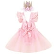 thumbnail image 2 of OBEEII Lace Tulle Romper Infant Dress First Birthday Princess Tutu Dresses Pink Cake Smash Outfits Little Girls Clothes with Headband, 2 of 6