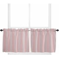 thumbnail image 2 of Red Striped Window Tier Curtains 24 Inch Length, Farmhouse Modern Red Stripes Rod Pocket Kitchen Window Treatments Drapes for Bedroom, Cafe, Living Room, 2 Panels, 27.5 W x 24 L, 2 of 5