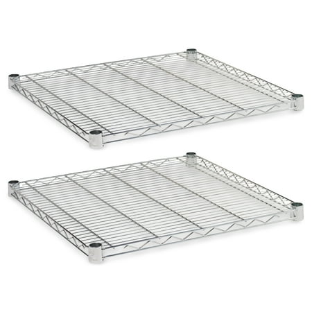 Alera Industrial Wire Shelving Extra Wire Shelves, 24" x 24", 2-Pack, Available in Silver or Black