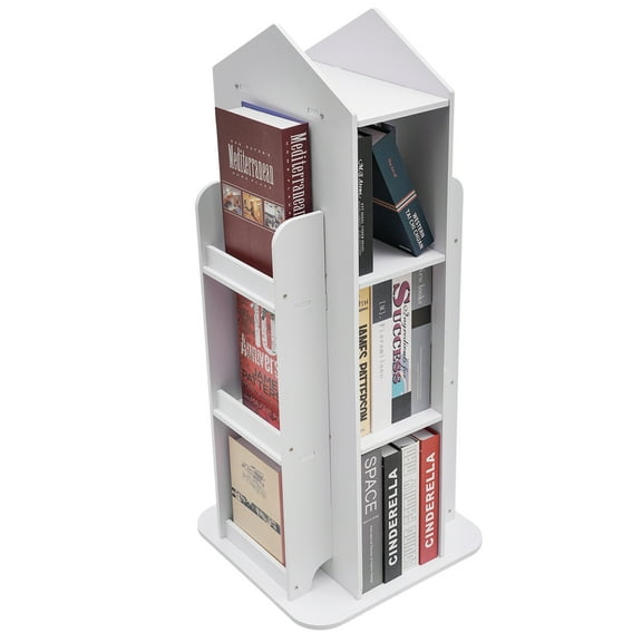 TFCFL 3-Tier Bookshelf Floor Standing Spinning Book Shelf 360° Rotating Display Storage Bookcase