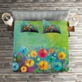 thumbnail image 2 of Ambesonne Floral Quilted Coverlet 3 Pcs, Colorful Dandelions, King Size, Multicolor, 2 of 2