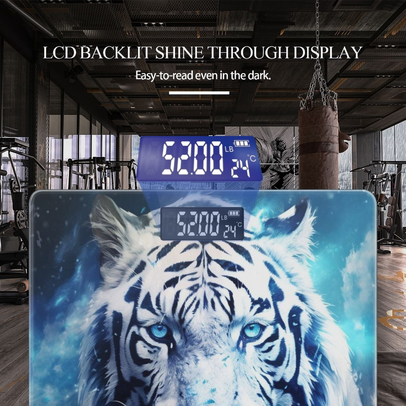 High Precision Body Weight Scale Smart Bathroom Scales with Large LCD Display(400lbs),Decorative for Bedroom-Tiger Vector Graffiti Style Blue Splashes With Angry Expression