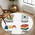 thumbnail image 2 of Large Round Rug 8Ft Washable Non-Slip, Laundry Room Circle Area Rugs for Living Room Bedroom, Wash Repeat Dry Fold Simple Drawn Indoor Floor Mats Carpet Runner for Home Decor, 2 of 8