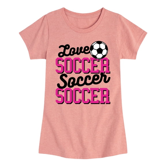 Instant Message - Love Soccer - Youth Girls Fitted Short Sleeve T-Shirt