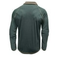 thumbnail image 4 of Fnooota Men's Casual Polo Shirts, Work Pullover Collared Spring Fall Long Sleeve Tops Army Green Size 2XL, 4 of 4