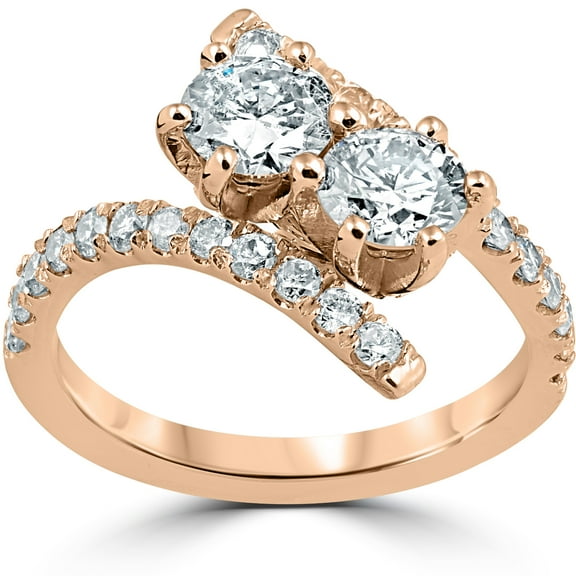 Pompeii 1 cttw Diamond 2 Stone Forever Us Engagement Anniversary Ring 14k Rose Gold