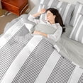 thumbnail image 5 of Castle Fairy Abstract Thin Vertical Stripe King Bedding 7pcs,Geometric Wide Band King Bed in a Bag,Gray White,Reversible, 5 of 7