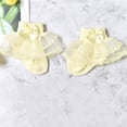 thumbnail image 3 of TiaoBug Baby Ruffles Ankle Socks Princess Bowknot Lace Layered Socks for Kids Girls Yellow 6-12M, 3 of 4