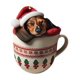 thumbnail image 2 of Mom's Best Adorno navideño de perro salchicha, cachorro navideño en tazas, adorno colgante para árbol de Navidad, espejo retrovisor de coche, adorno de perro dormilón, colección navideña, 2 of 2