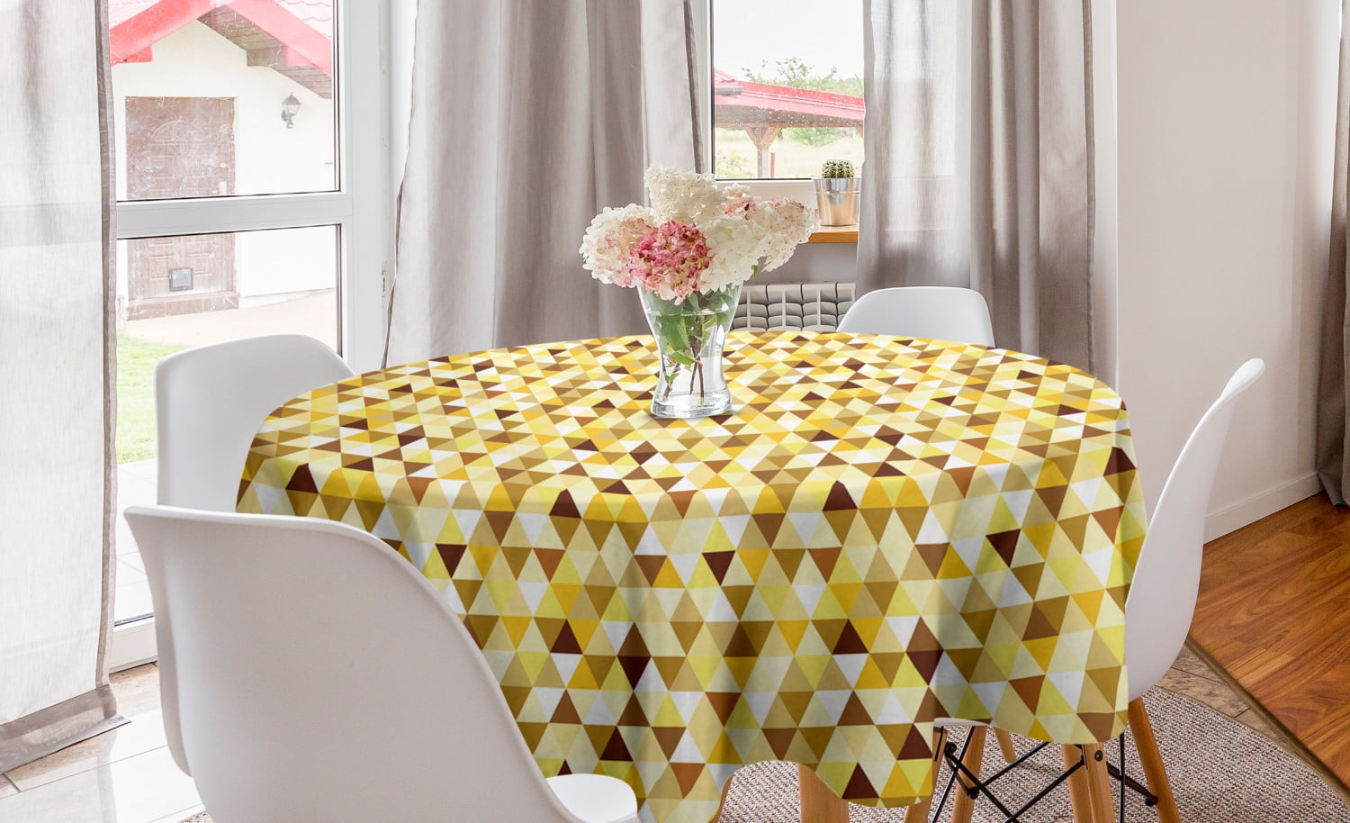 Abstract Round Tablecloth, Triangle Pattern with Rhombus Shape