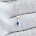 thumbnail image 3 of 2.50 Carat Oval Cut Blue Topaz Gemstone Natural Diamond Wonderful Halo Necklace for Ladies in Solid 18K White Gold With 18 inches Chain, 3 of 6