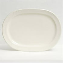 Tuxton China YEH-117 Monterey 11.75 in. x 8.5 in. Embossed Pattern China Racetrack Platter - American White - 1 Dozen