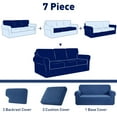 thumbnail image 3 of Subrtex 7-Piece Stretch Sofa Slipcover Sets with 3 Backrest Cushion Covers and 3 Seat Cushion Covers (Sofa, Navy), 3 of 8