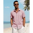 thumbnail image 3 of Camisa J.VER de lino para hombre, manga corta, con botones, rosa, talla 4XL, 3 of 5