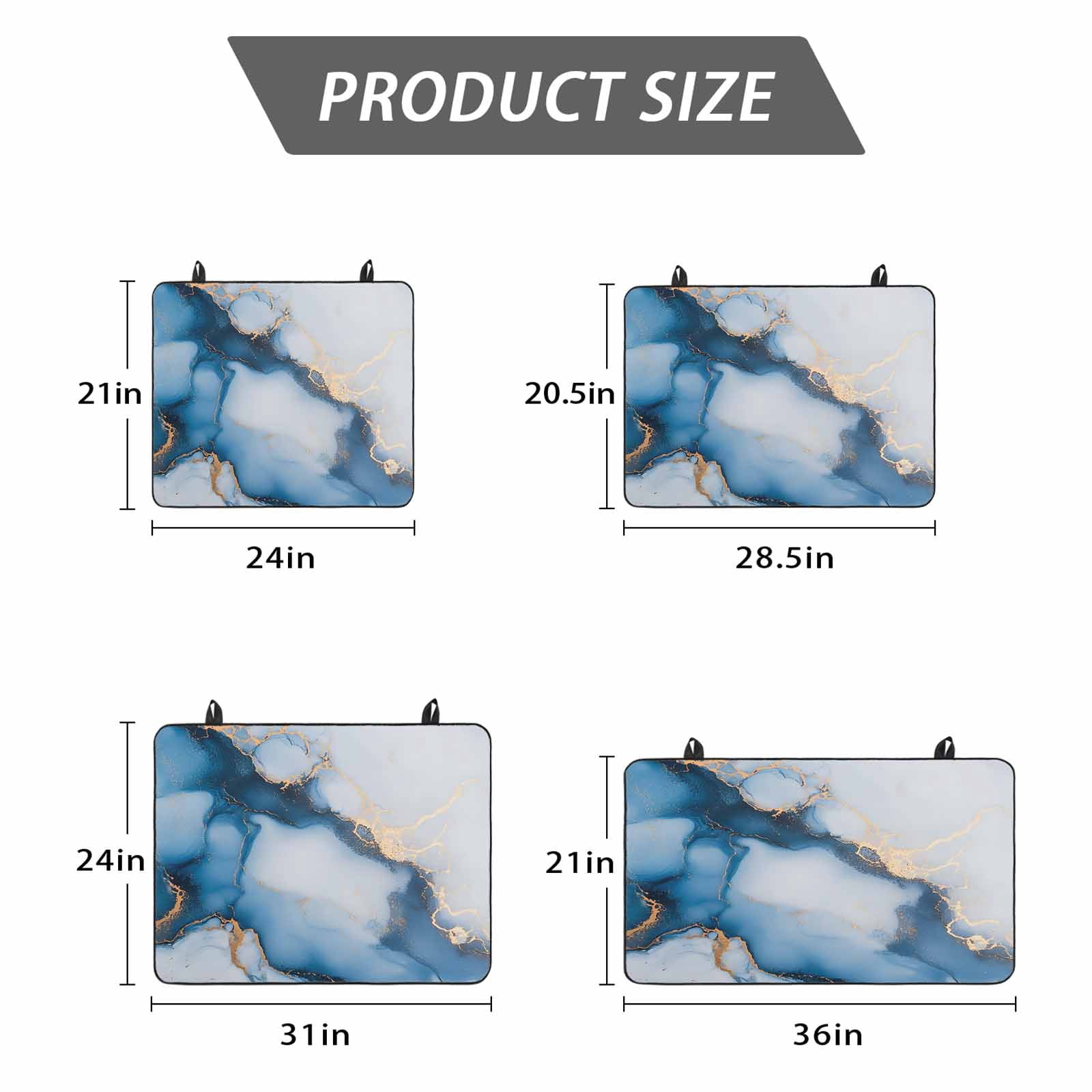 Blue Marble Stove Top Cover for Electric Stove, Heat-proof & Non Slip Glass Top Stove Cover Protector, Modern Gray Golden Abstract Gradient Art Kitchen Flat Cooktop Rubber Mat 24x21 Inches