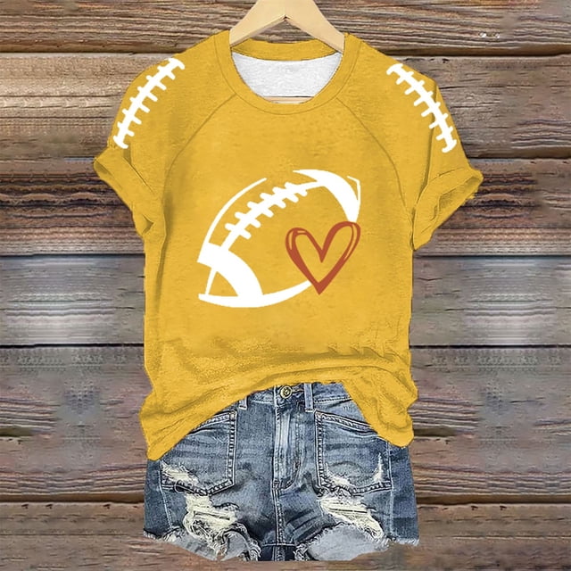 TINZ T-Shirt Imprimé Saison de Football Amusant pour Femmes Manches Longues Rayé à Manches Longues
